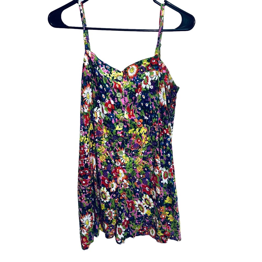 Astra Spaghetti Strap Lightweight Floral Shorts Romper M